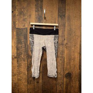 Lululemon Run Top Speed Crop Black Ace Dottie Size 8 EUC